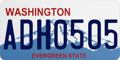 WA license plate ADH0505