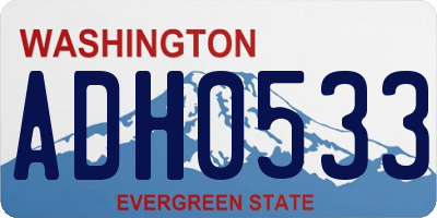 WA license plate ADH0533