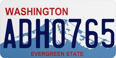WA license plate ADH0765