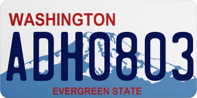 WA license plate ADH0803