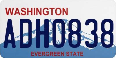 WA license plate ADH0838