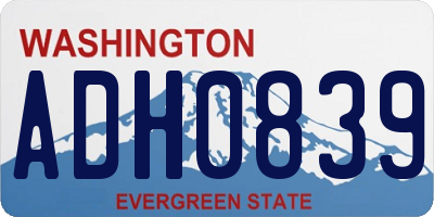 WA license plate ADH0839