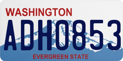 WA license plate ADH0853