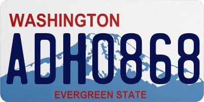 WA license plate ADH0868