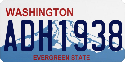 WA license plate ADH1938