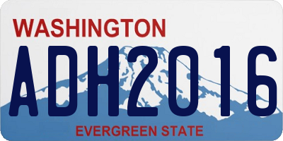 WA license plate ADH2016
