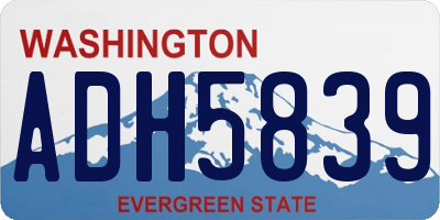 WA license plate ADH5839