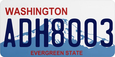 WA license plate ADH8003