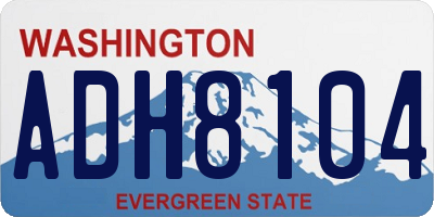WA license plate ADH8104