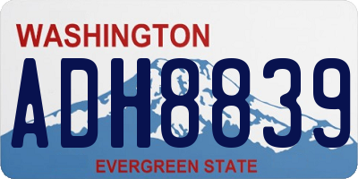 WA license plate ADH8839