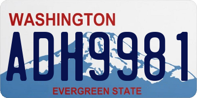 WA license plate ADH9981