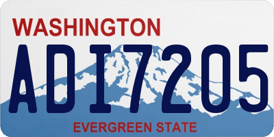 WA license plate ADI7205