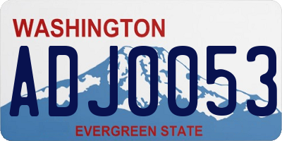 WA license plate ADJ0053