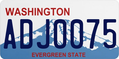 WA license plate ADJ0075