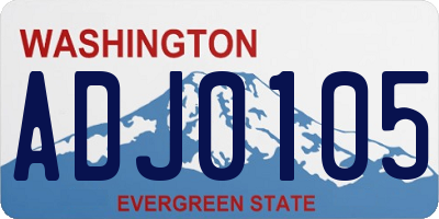 WA license plate ADJ0105