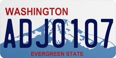 WA license plate ADJ0107
