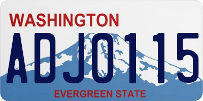 WA license plate ADJ0115