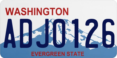 WA license plate ADJ0126