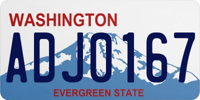 WA license plate ADJ0167