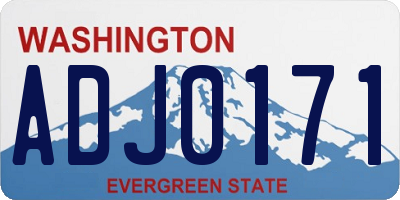 WA license plate ADJ0171