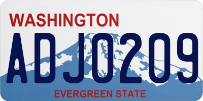 WA license plate ADJ0209