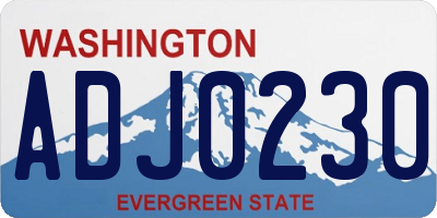WA license plate ADJ0230