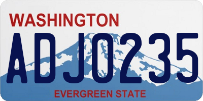 WA license plate ADJ0235