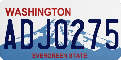 WA license plate ADJ0275