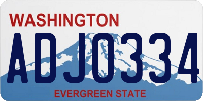 WA license plate ADJ0334