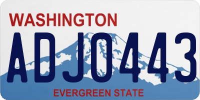 WA license plate ADJ0443