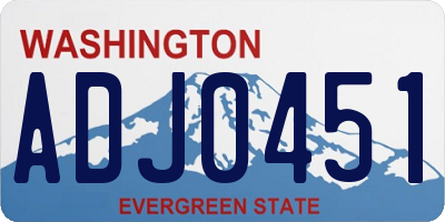 WA license plate ADJ0451