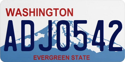 WA license plate ADJ0542