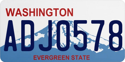 WA license plate ADJ0578