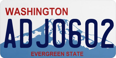 WA license plate ADJ0602