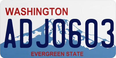 WA license plate ADJ0603