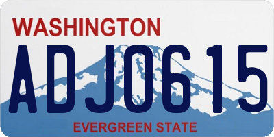 WA license plate ADJ0615
