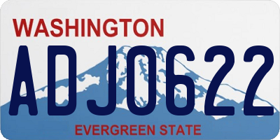 WA license plate ADJ0622