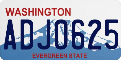 WA license plate ADJ0625