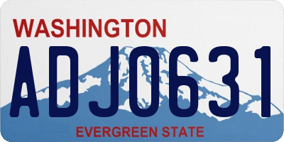 WA license plate ADJ0631