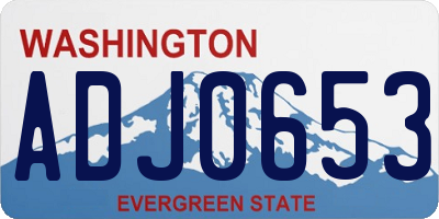 WA license plate ADJ0653