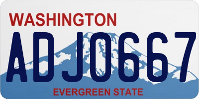WA license plate ADJ0667