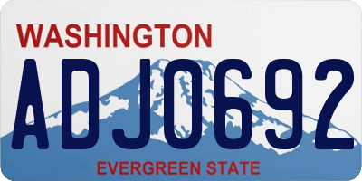 WA license plate ADJ0692