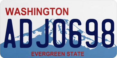 WA license plate ADJ0698