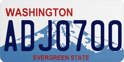 WA license plate ADJ0700