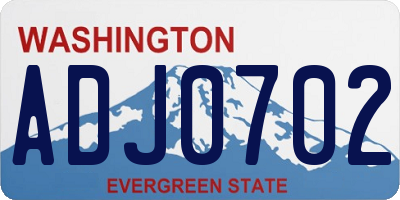WA license plate ADJ0702