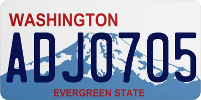 WA license plate ADJ0705