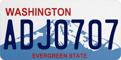 WA license plate ADJ0707