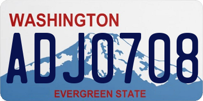 WA license plate ADJ0708