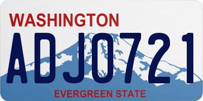 WA license plate ADJ0721