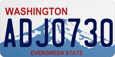 WA license plate ADJ0730